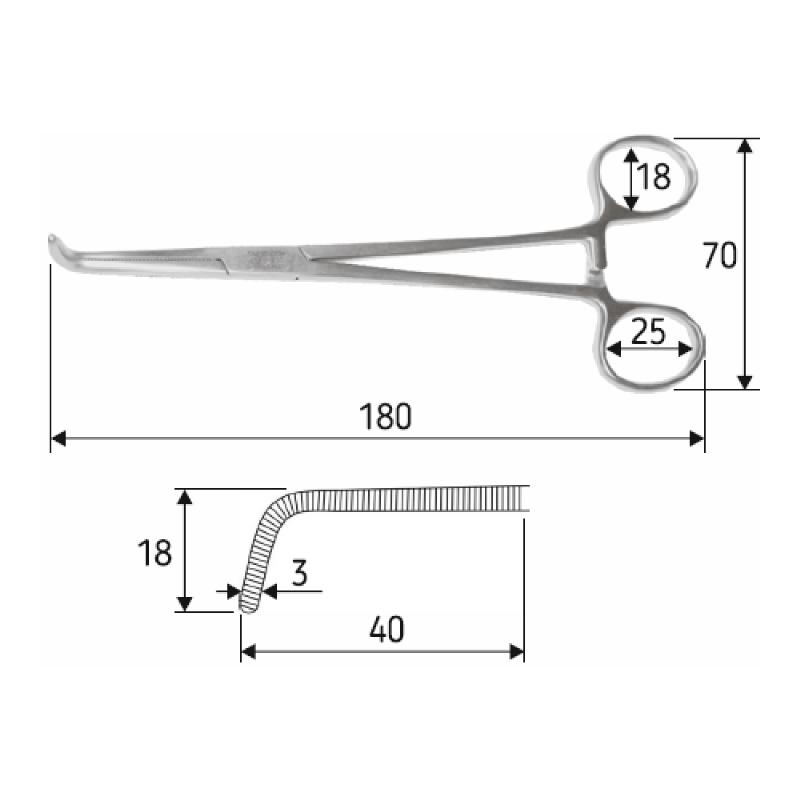 Затискач судинний та препарувальний Mixter 18 cм, J-17-250. Surgicon